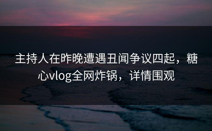 主持人在昨晚遭遇丑闻争议四起，糖心vlog全网炸锅，详情围观