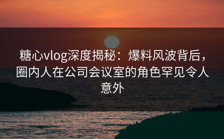 糖心vlog深度揭秘：爆料风波背后，圈内人在公司会议室的角色罕见令人意外