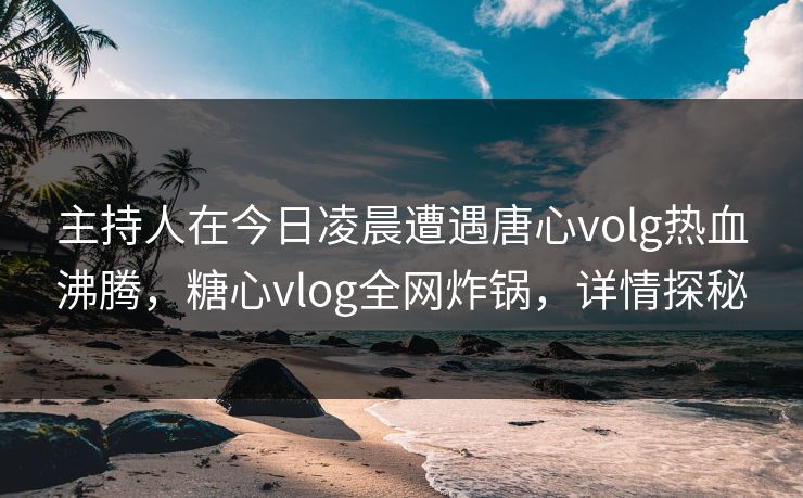 主持人在今日凌晨遭遇唐心volg热血沸腾,糖心vlog全网炸锅,详情探秘 主持人在今日凌晨遭遇唐心volg热血沸腾,糖心vlog全网炸锅,详情探秘